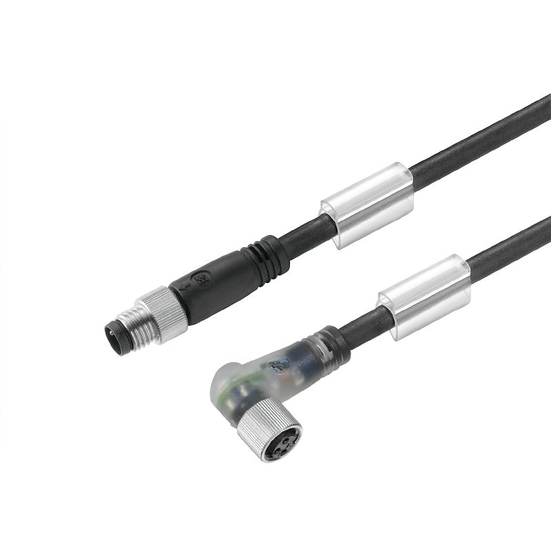 Conector macho M8 en conector hembra M8 con LED