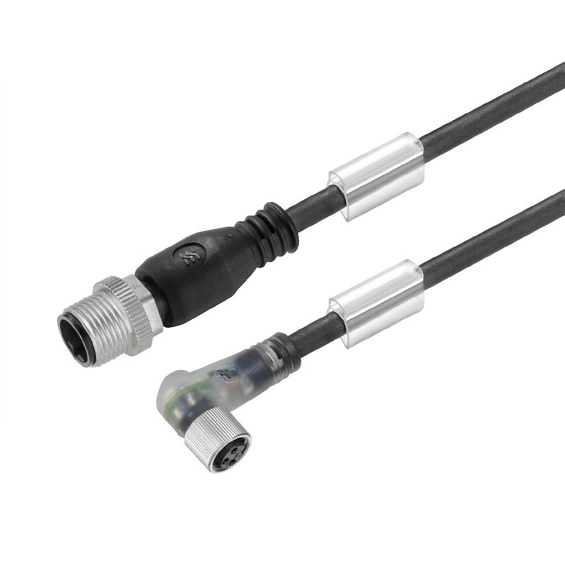 Conector macho M12 en conector hembra M8 con LED