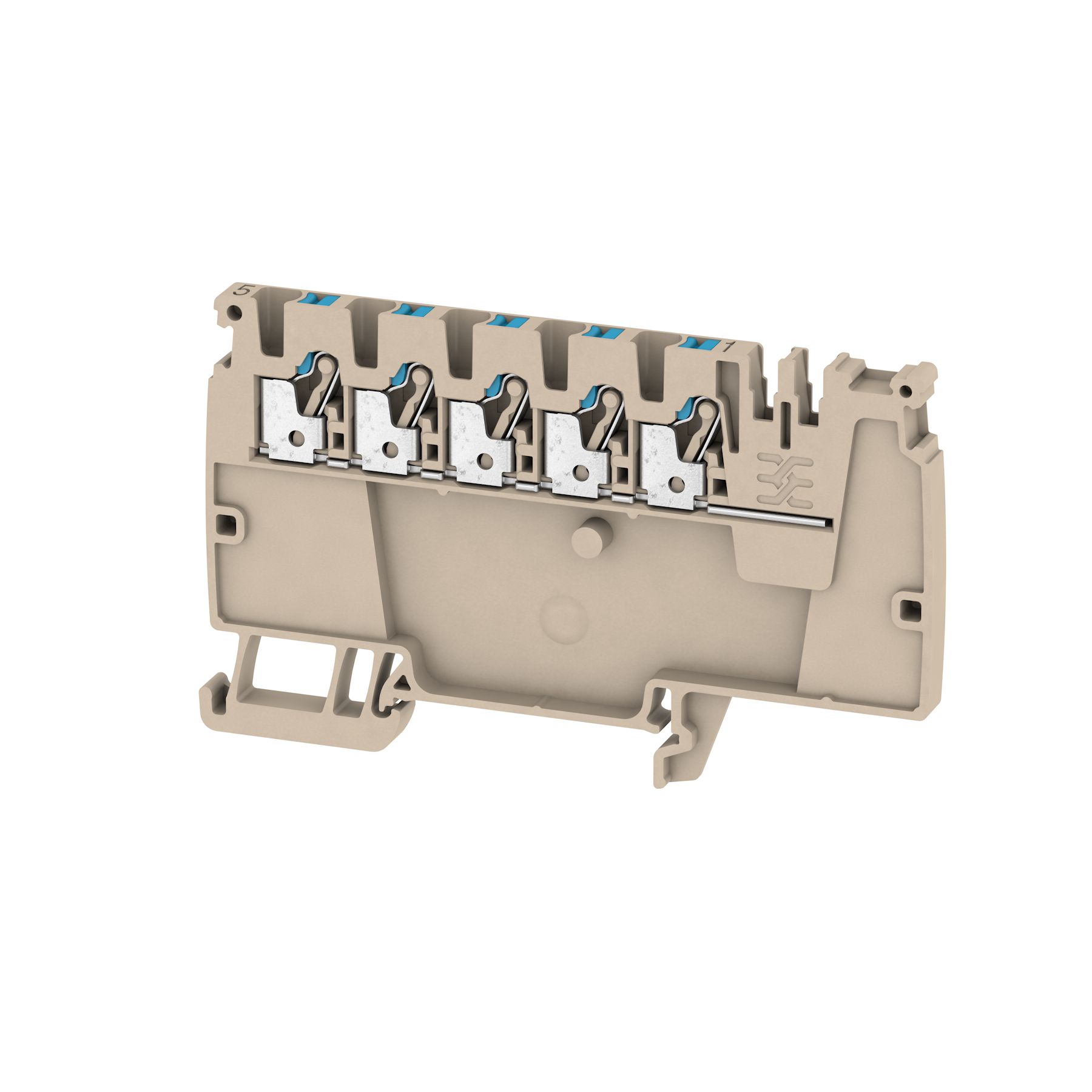 Potential distributor terminal, PUSH IN, 2.5, 800 V, 24 A, Number of connections: 5, TS 35
